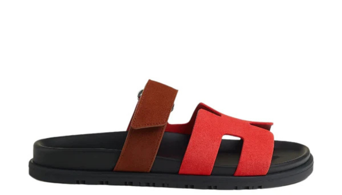 Hermes Women Chypre Sandals Suede Red Pink Rouge Cinétique