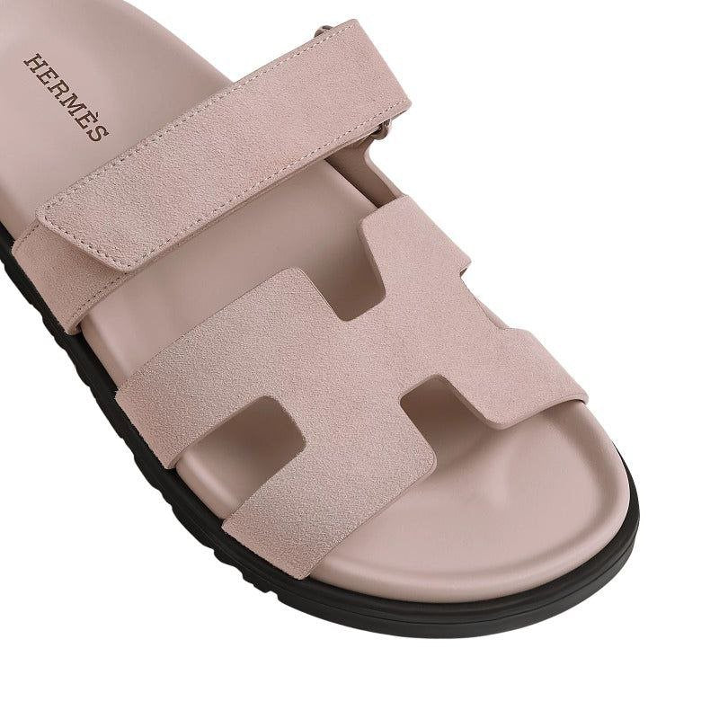 Hermes Pink Suede Chypre Sandals