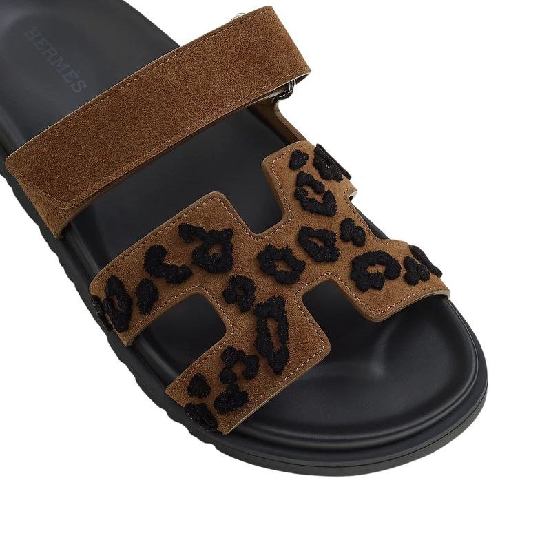 Hermes Chypre Sandal Tufted Suede Goatskin