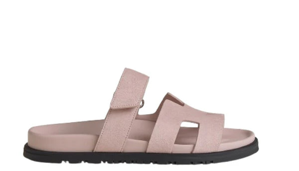 Hermes Pink Suede Chypre Sandals
