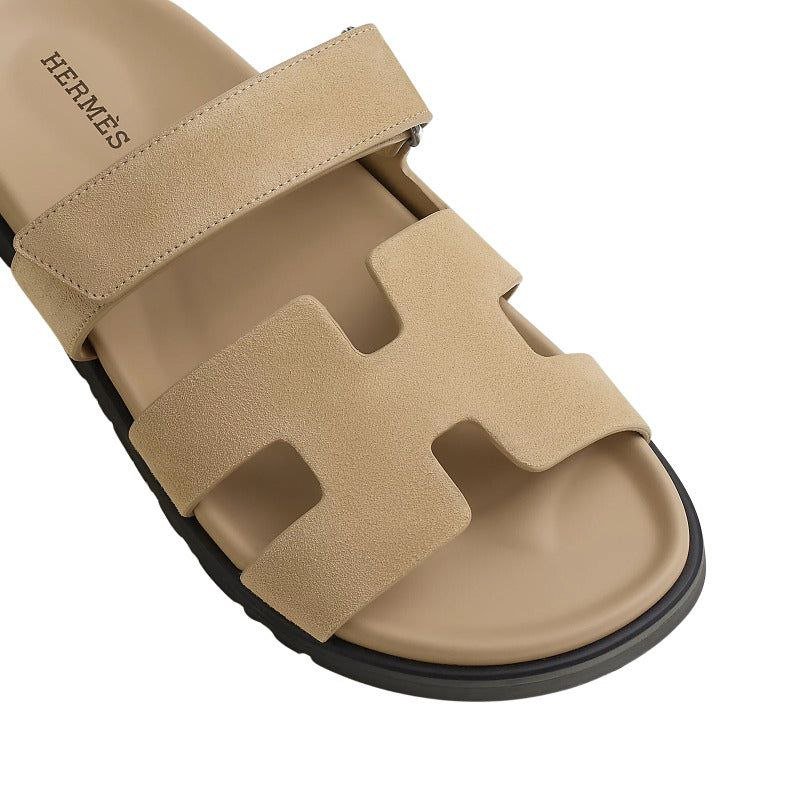 Hermes Brown Suede Chypre Sandals