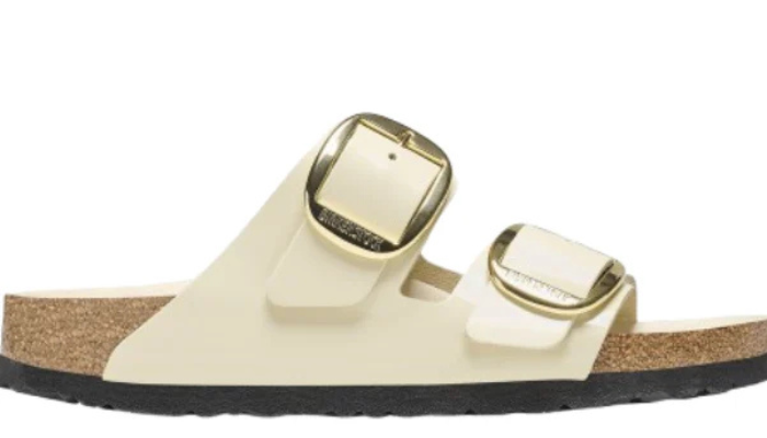 Arizona Big Buckle Natural Leather Patent - High-Shine Ecru