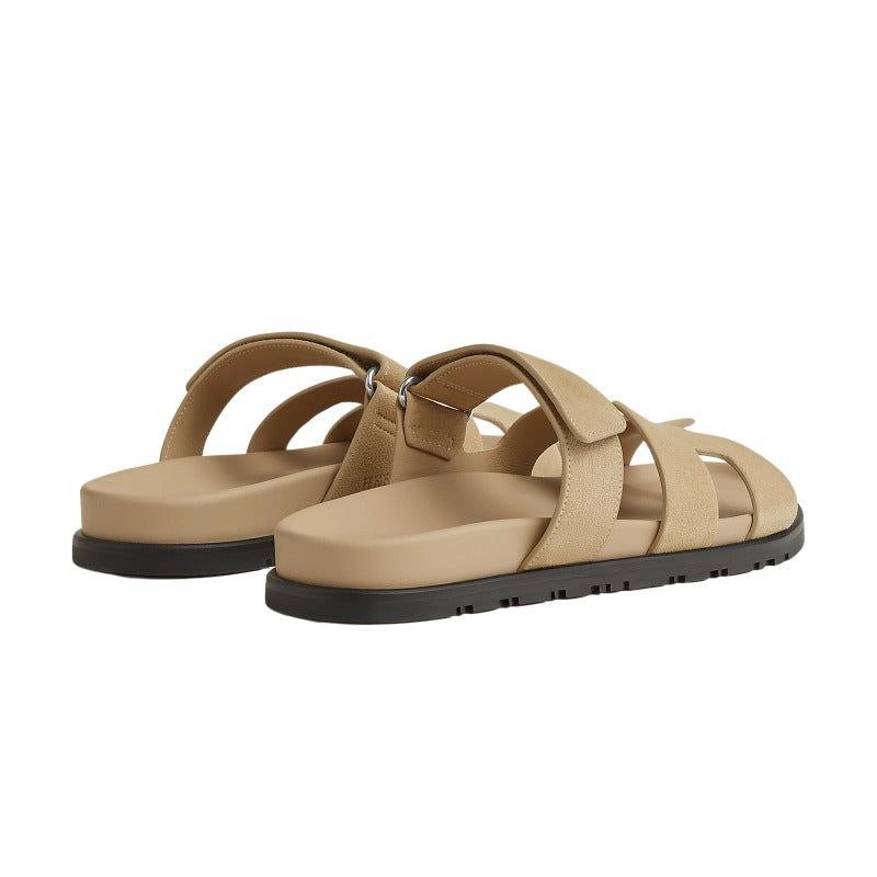 Hermes Brown Suede Chypre Sandals