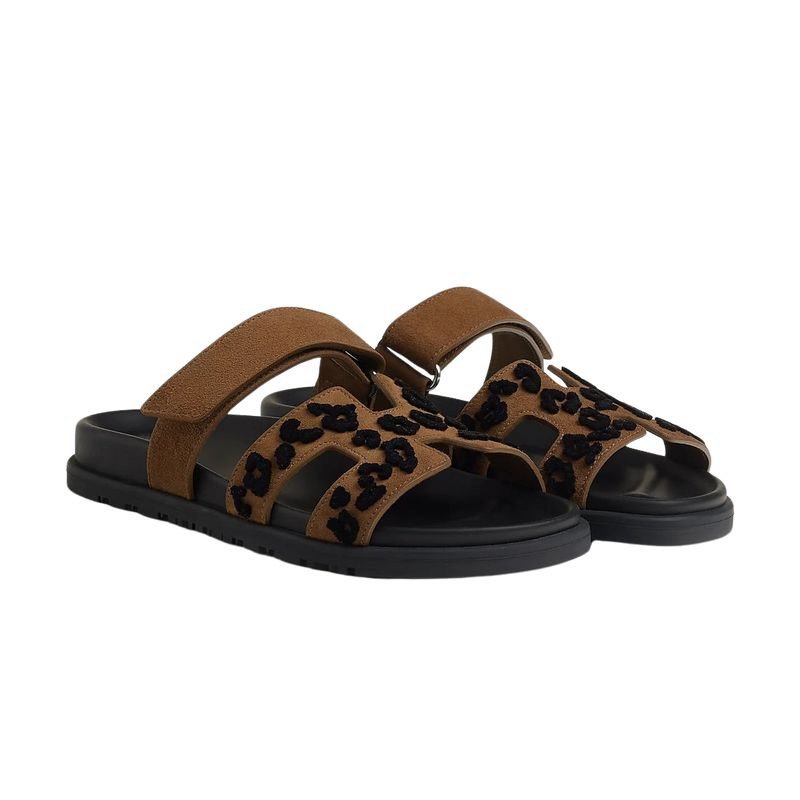 Hermes Chypre Sandal Tufted Suede Goatskin