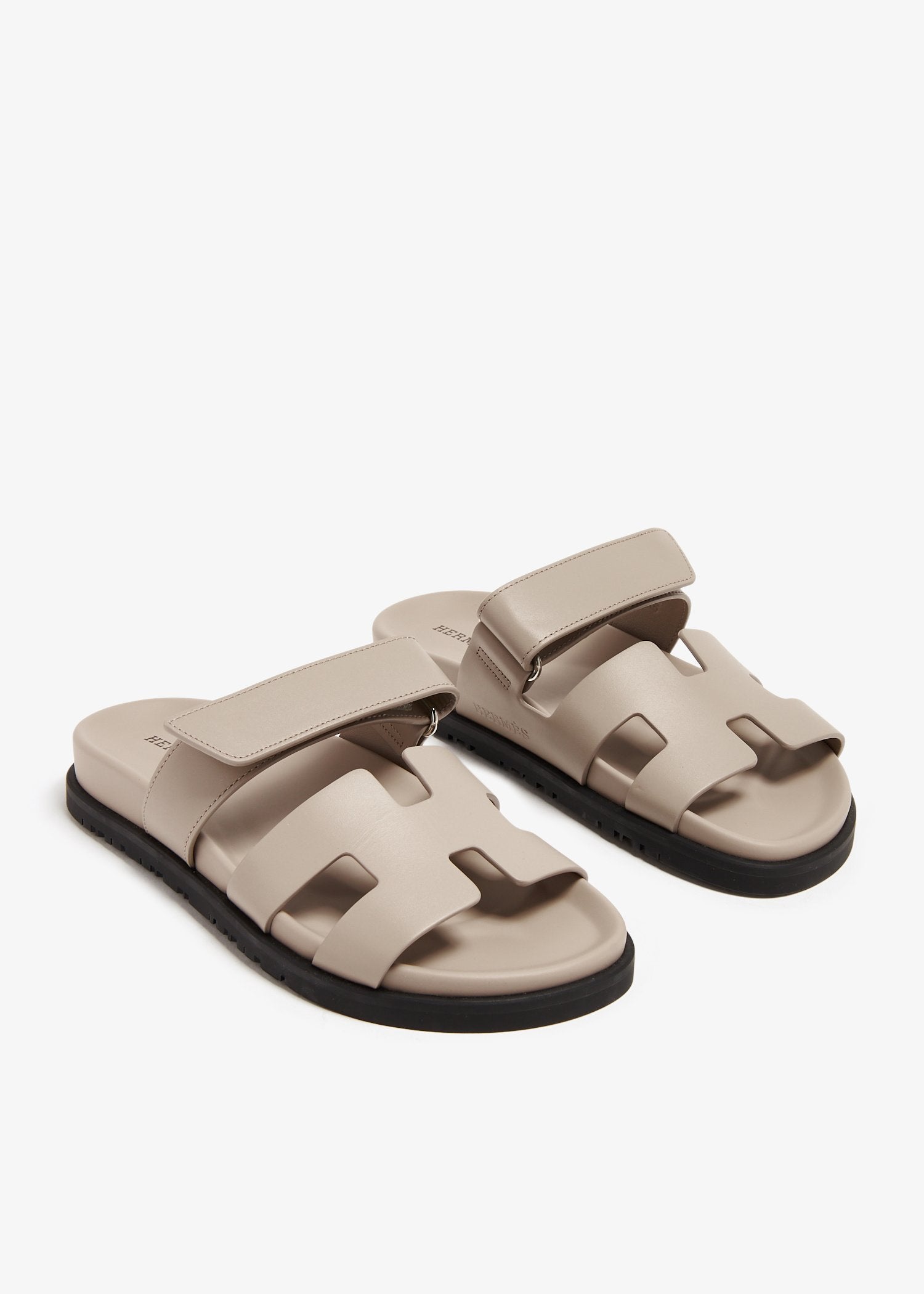HERMES CHYPRE SANDAL BEIGE MASTIC CALFSKIN LEATHER